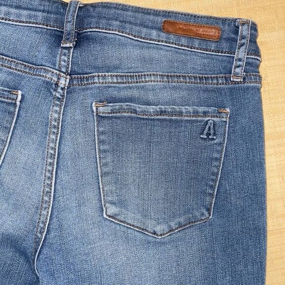 Articles Of Society Two Tone Low Rise Jeans Womens Size 25 Raw Hem Stretch Blue - Picture 9 of 9